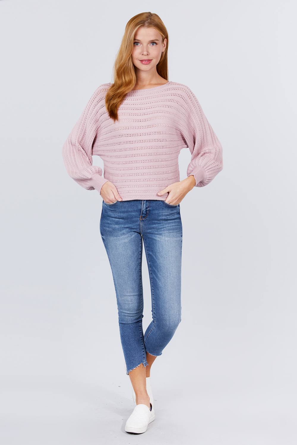 Dolman Sleeve Boat Neck Sweater - Absolute Fashion 2020