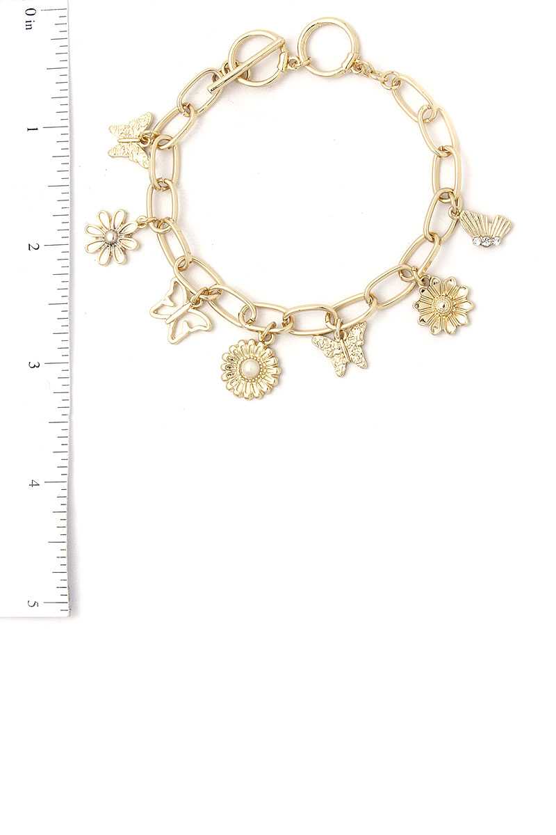 Fashion Flower And Butterfly Dangle Bracelet - Absolute Fashion 2020