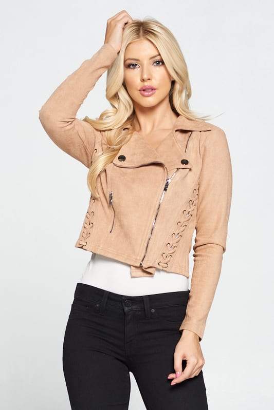 Faux Suede Moto Leather Jacket - Absolute Fashion 2020