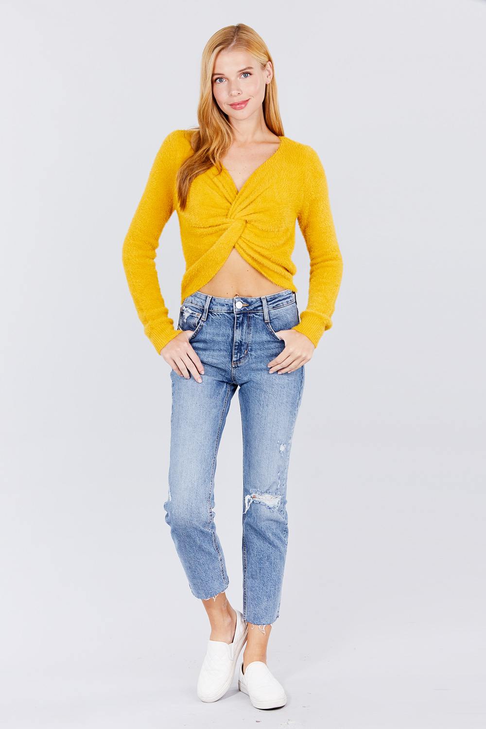 Front Twisted Knot Cozy Sweater - Absolute Fashion 2020