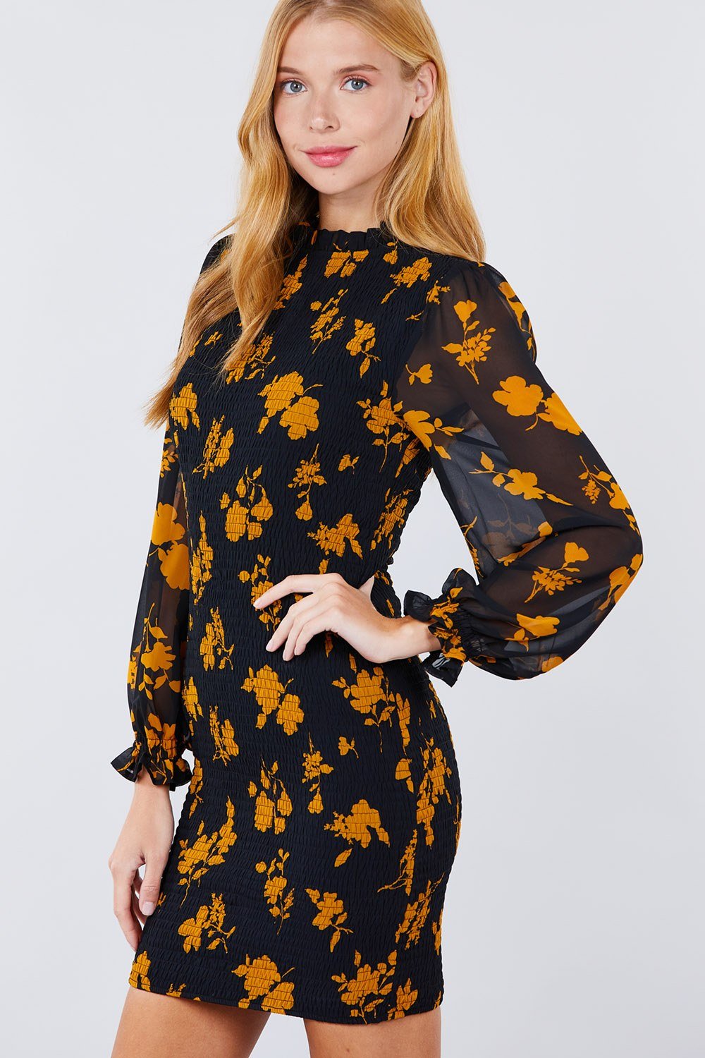 Ruffle Sleeve Print Mini Dress - Absolute Fashion 2020