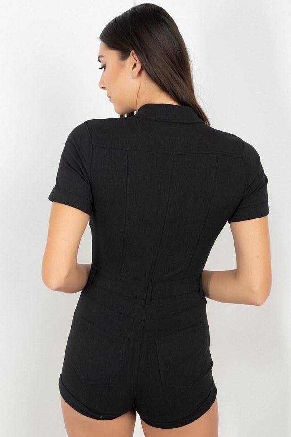 Short Sleeve Button Front Romper - Absolute Fashion 2020