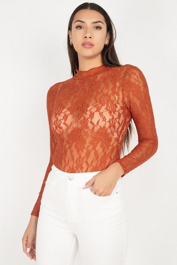 Sheer Floral Lace Bodysuit - Absolute Fashion 2020