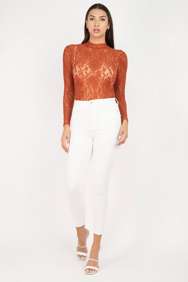 Sheer Floral Lace Bodysuit - Absolute Fashion 2020