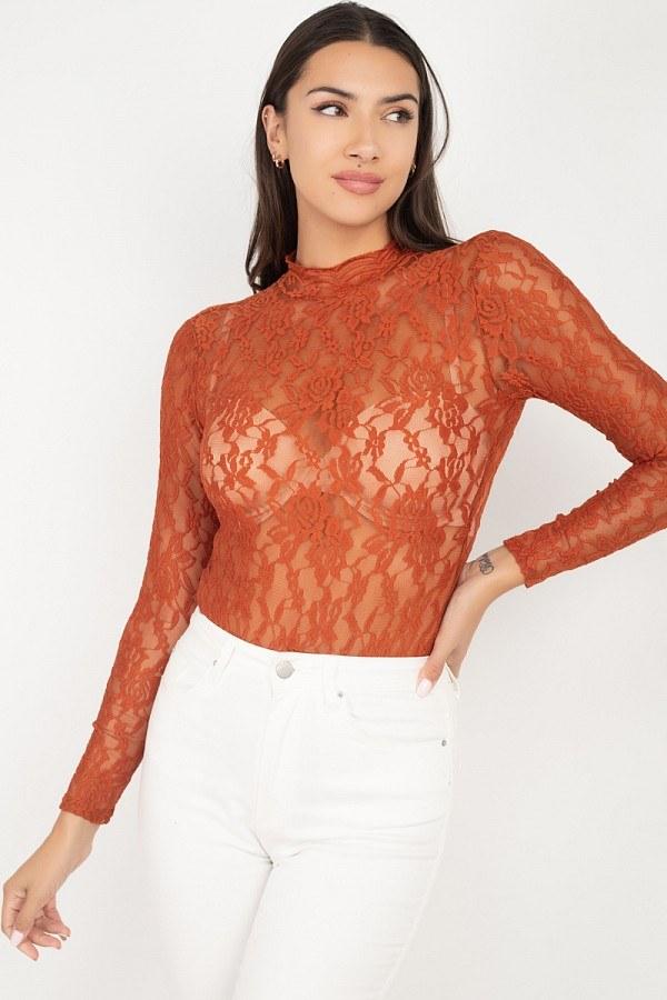 Sheer Floral Lace Bodysuit - Absolute Fashion 2020