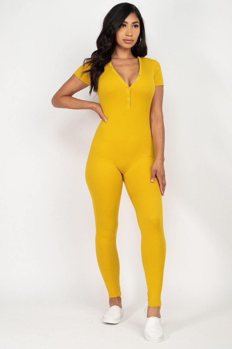 Button Down Bodycon Jumpsuit - Absolute Fashion 2020