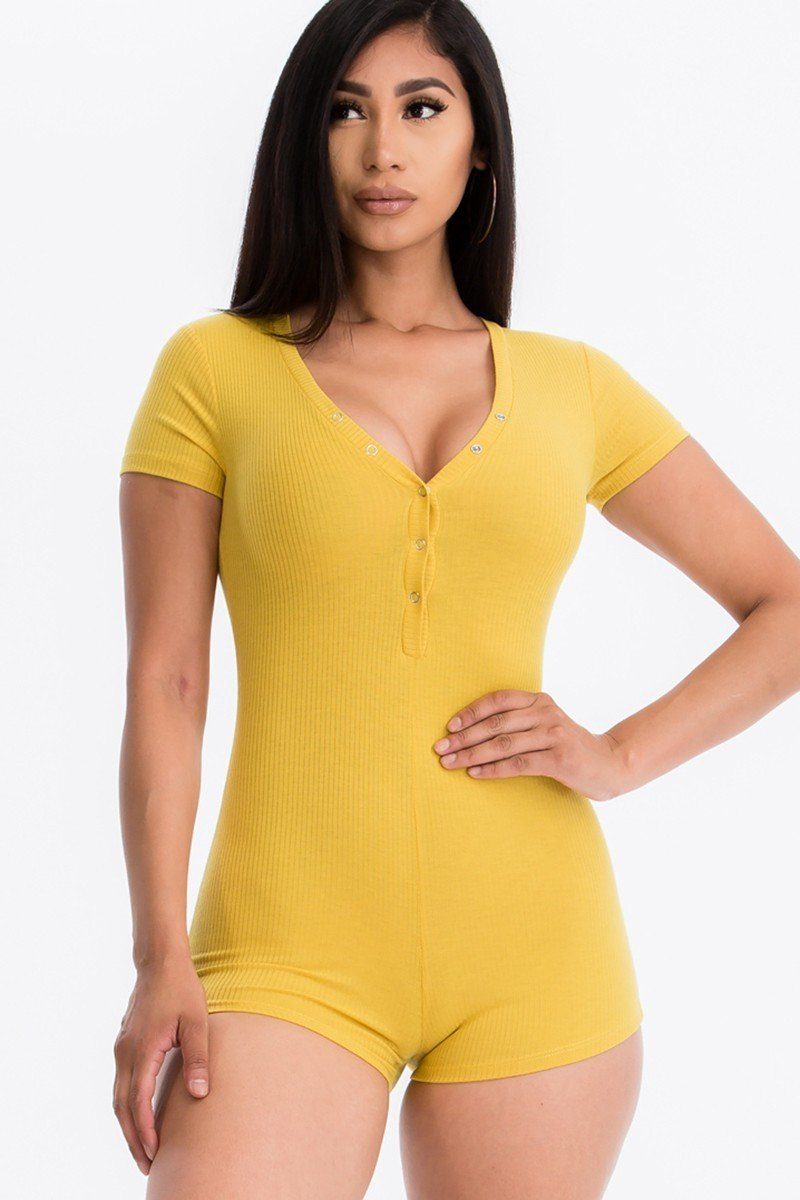 Button Trim Romper - Absolute Fashion 2020