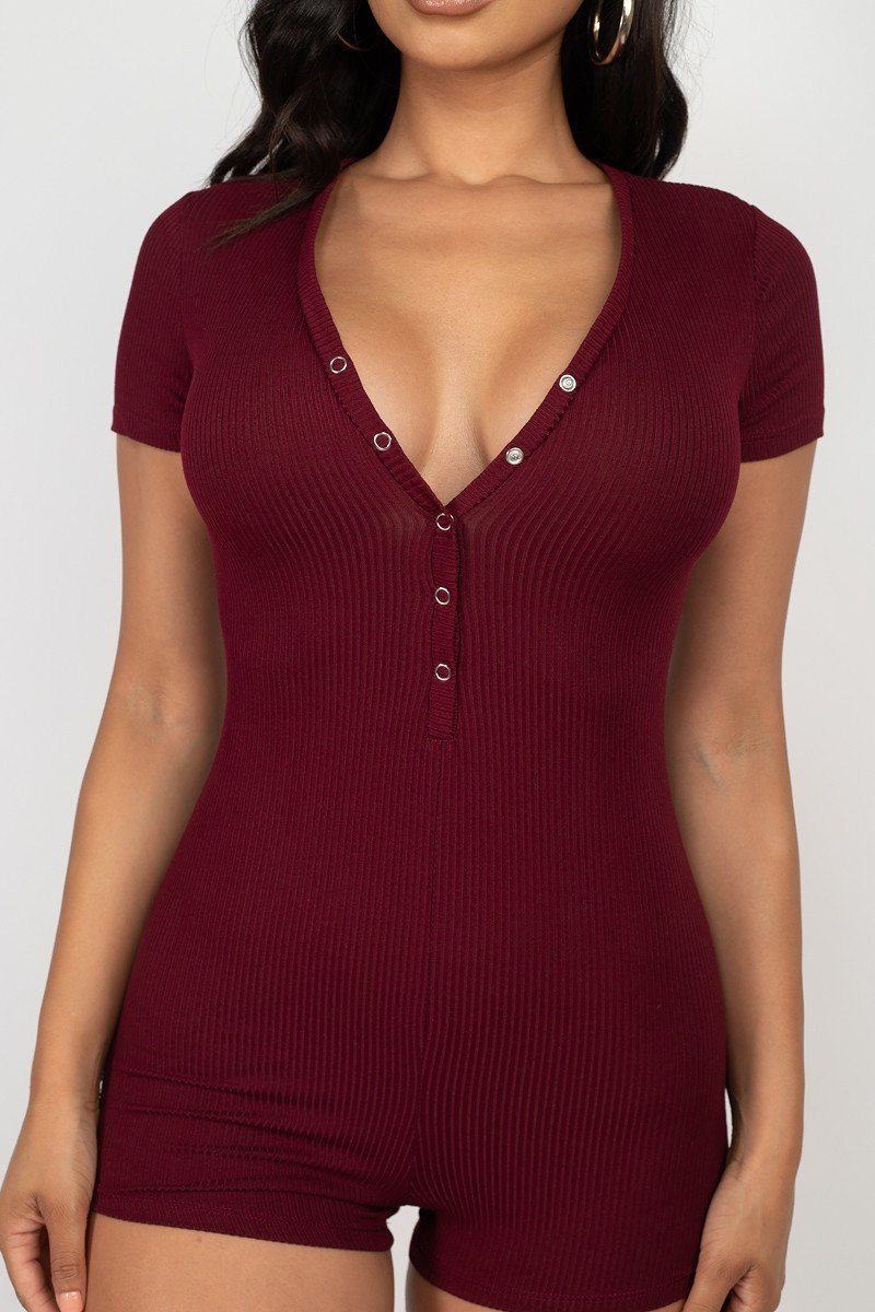 Button Trim Romper - Absolute Fashion 2020
