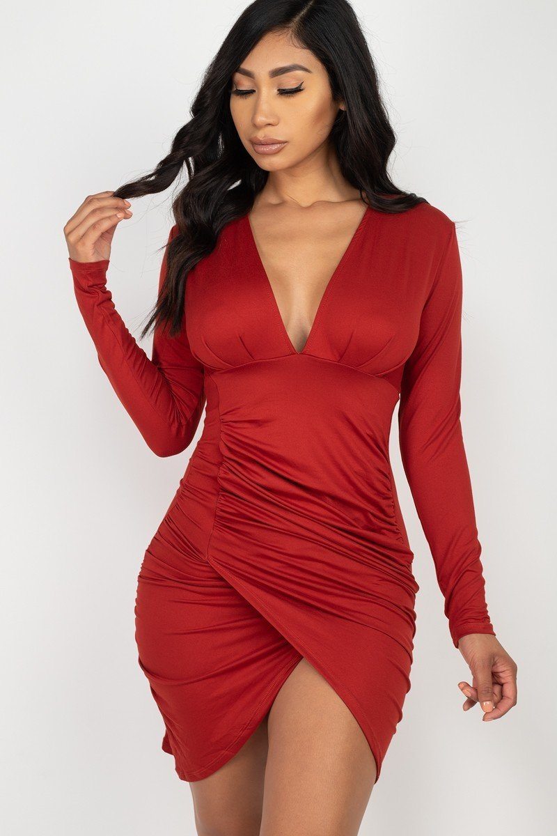 Ruched Wrap Bodycon Dress - Absolute Fashion 2020