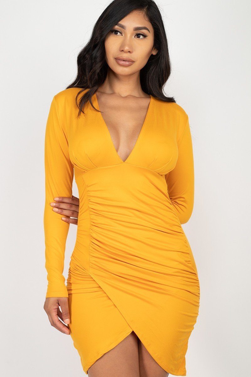 Ruched Wrap Bodycon Dress - Absolute Fashion 2020