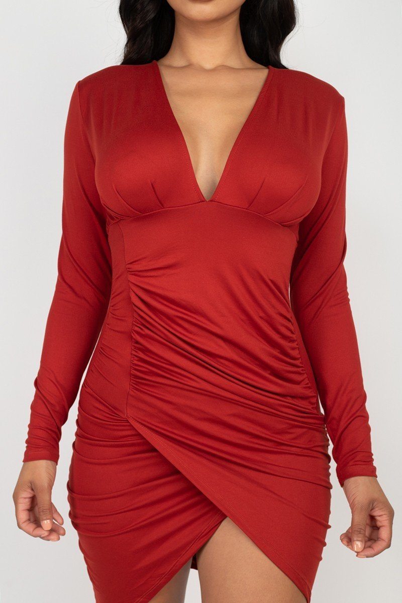 Ruched Wrap Bodycon Dress - Absolute Fashion 2020