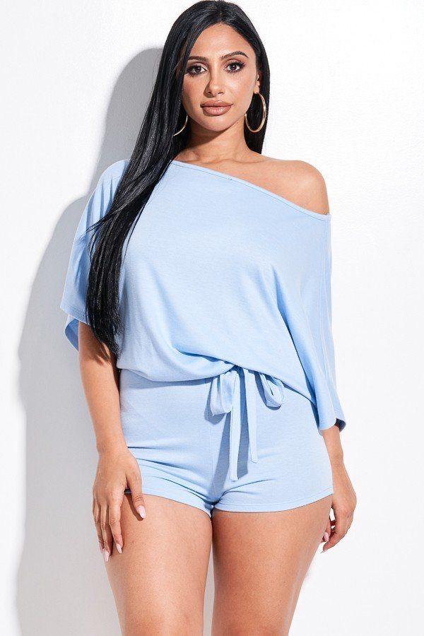 Solid French Terry Slouchy Romper With Tie Waist - Absolute Fashion 2020