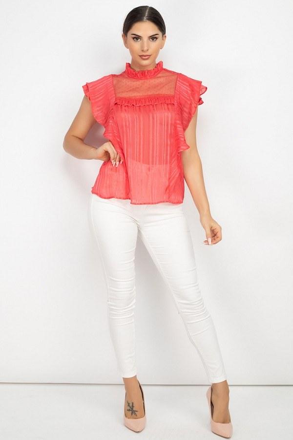 Short Sleeve Ruffle Shadow Top - Absolute Fashion 2020