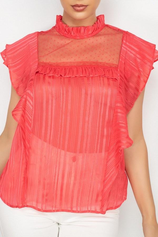 Short Sleeve Ruffle Shadow Top - Absolute Fashion 2020