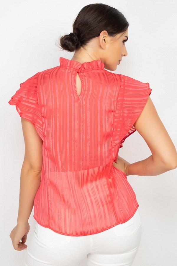 Short Sleeve Ruffle Shadow Top - Absolute Fashion 2020