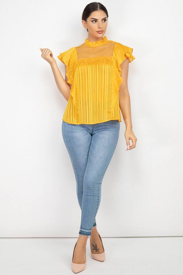 Short Sleeve Ruffle Shadow Top - Absolute Fashion 2020