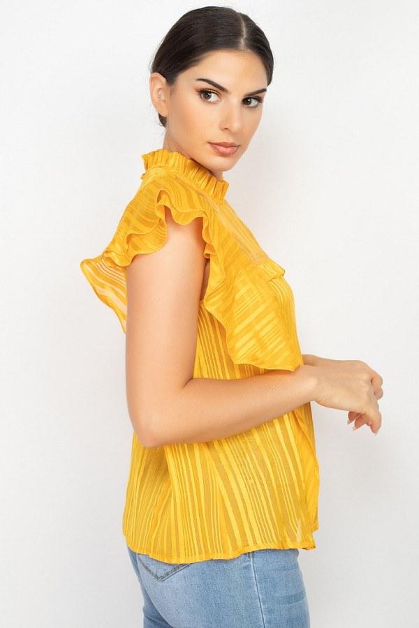 Short Sleeve Ruffle Shadow Top - Absolute Fashion 2020