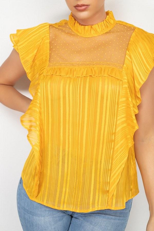 Short Sleeve Ruffle Shadow Top - Absolute Fashion 2020