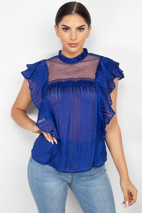 Short Sleeve Ruffle Shadow Top - Absolute Fashion 2020