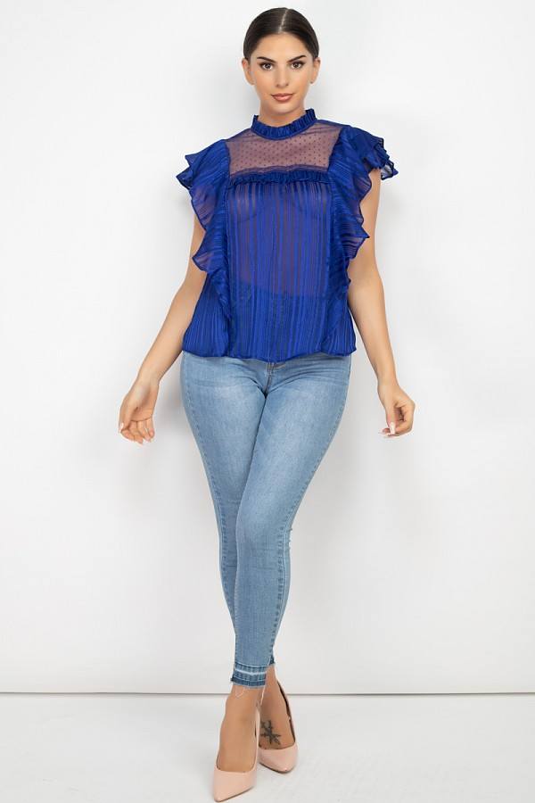 Short Sleeve Ruffle Shadow Top - Absolute Fashion 2020
