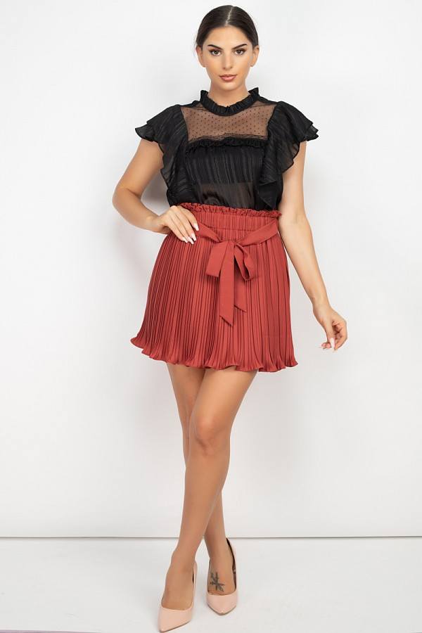 Short Sleeve Ruffle Shadow Top - Absolute Fashion 2020
