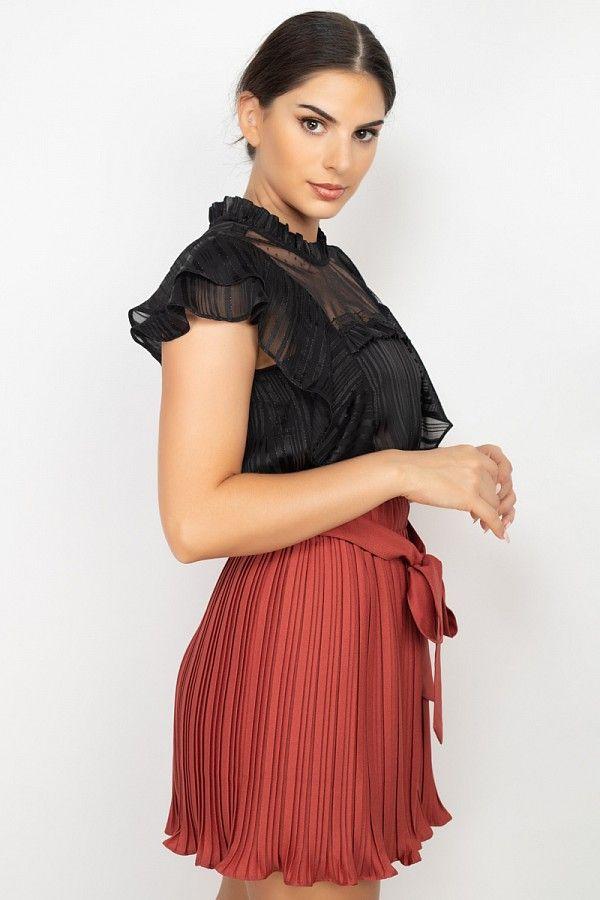 Short Sleeve Ruffle Shadow Top - Absolute Fashion 2020