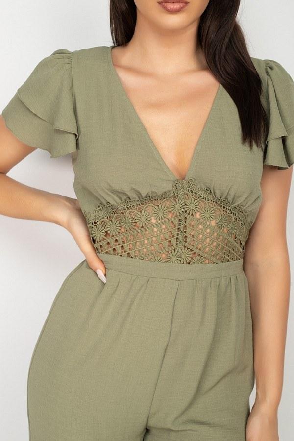 V-neck Lace Jumpsuit - Absolute Fashion 2020