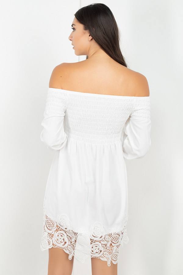 Smocking Off Shoulder Lace Dress - Absolute Fashion 2020