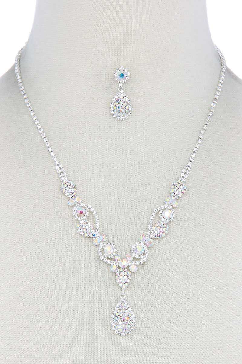 Rhinestone Teardrop Shape Necklace - Absolute Fashion 2020