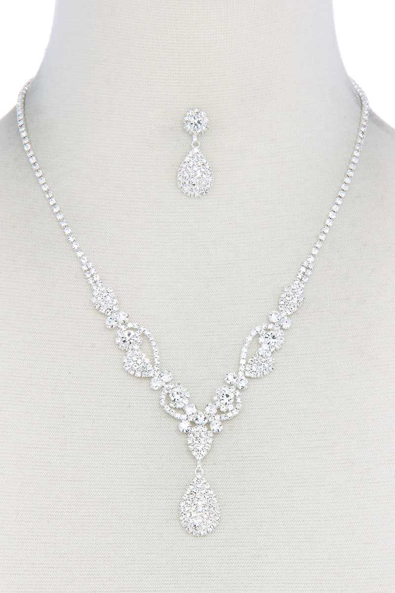 Rhinestone Teardrop Shape Necklace - Absolute Fashion 2020