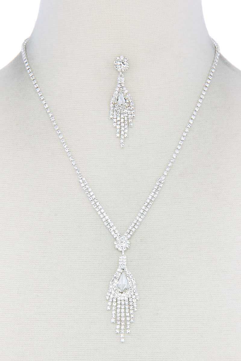 Rhinestone Dangle Pendant Necklace - Absolute Fashion 2020