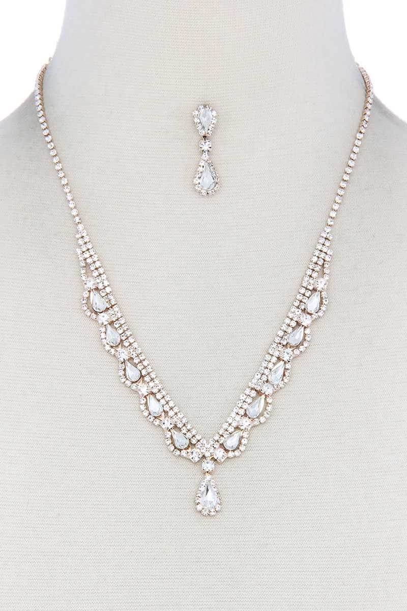 Teardrop Shape Rhinestone Necklace - Absolute Fashion 2020