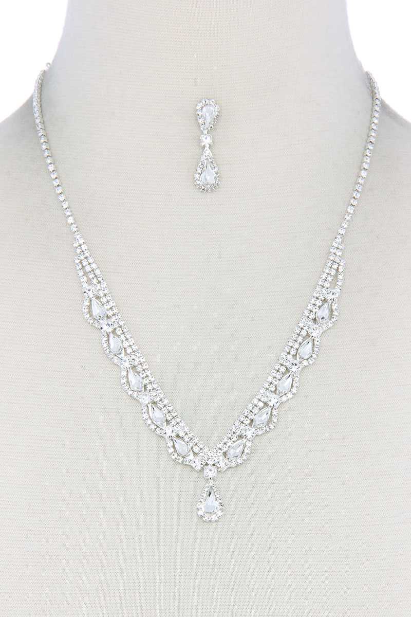 Teardrop Shape Rhinestone Necklace - Absolute Fashion 2020