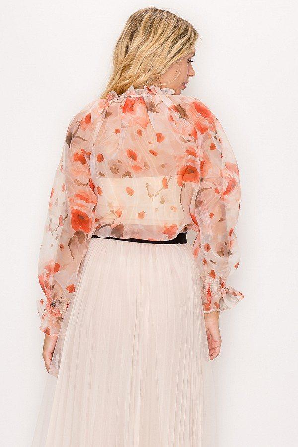 Floral Print Ruffled Organza Top - Absolute Fashion 2020