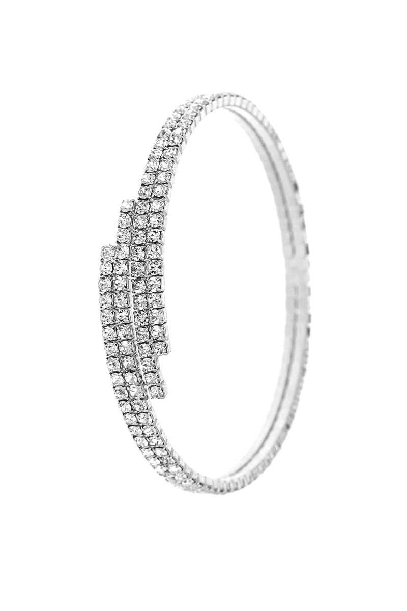 Designer Multi Rhinestone Endless Memory Wier Bracelet Bangle - Absolute Fashion 2020