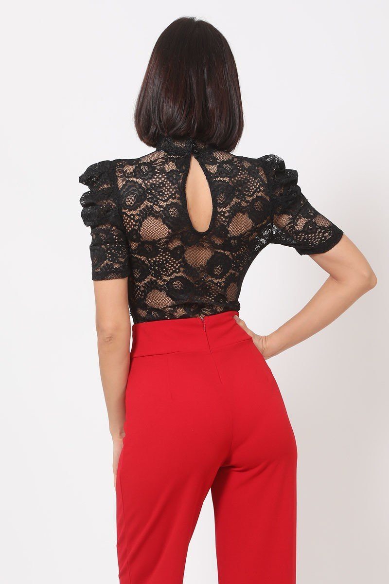 Lace Bodysuit W/front Key Hole Opening Details - Absolute Fashion 2020