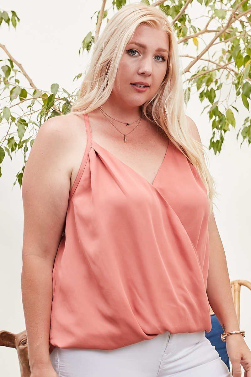 Front Surplice Pleats Back Shirring Solid Cami Top - Absolute Fashion 2020