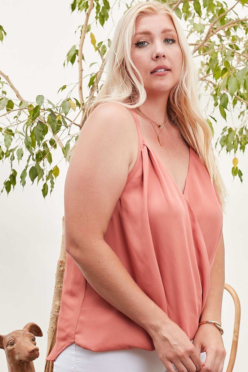 Front Surplice Pleats Back Shirring Solid Cami Top - Absolute Fashion 2020