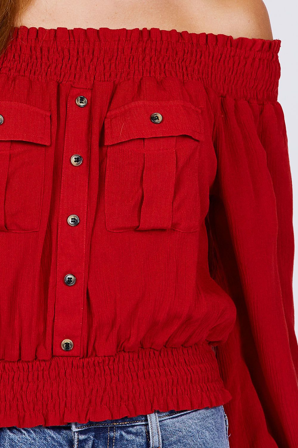 Front Pocket Off Shoulder Top - Absolute Fashion 2020