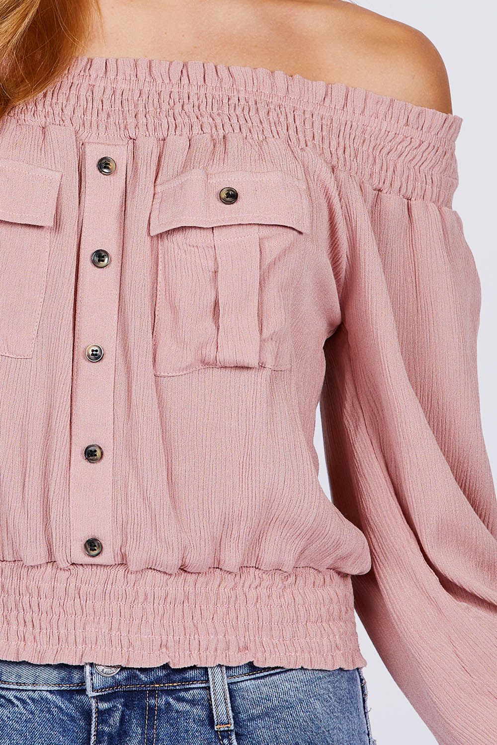 Front Pocket Off Shoulder Top - Absolute Fashion 2020