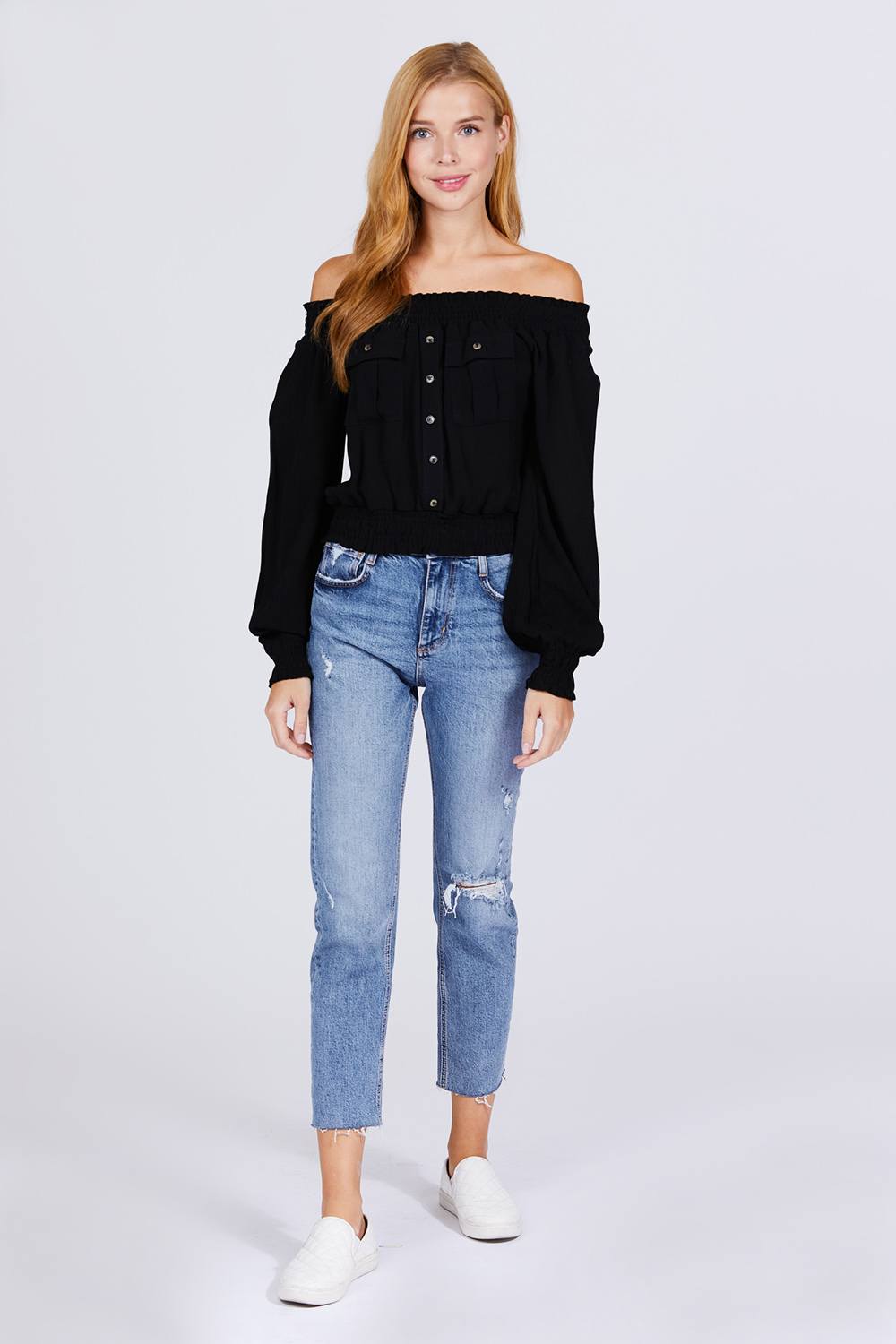 Front Pocket Off Shoulder Top - Absolute Fashion 2020