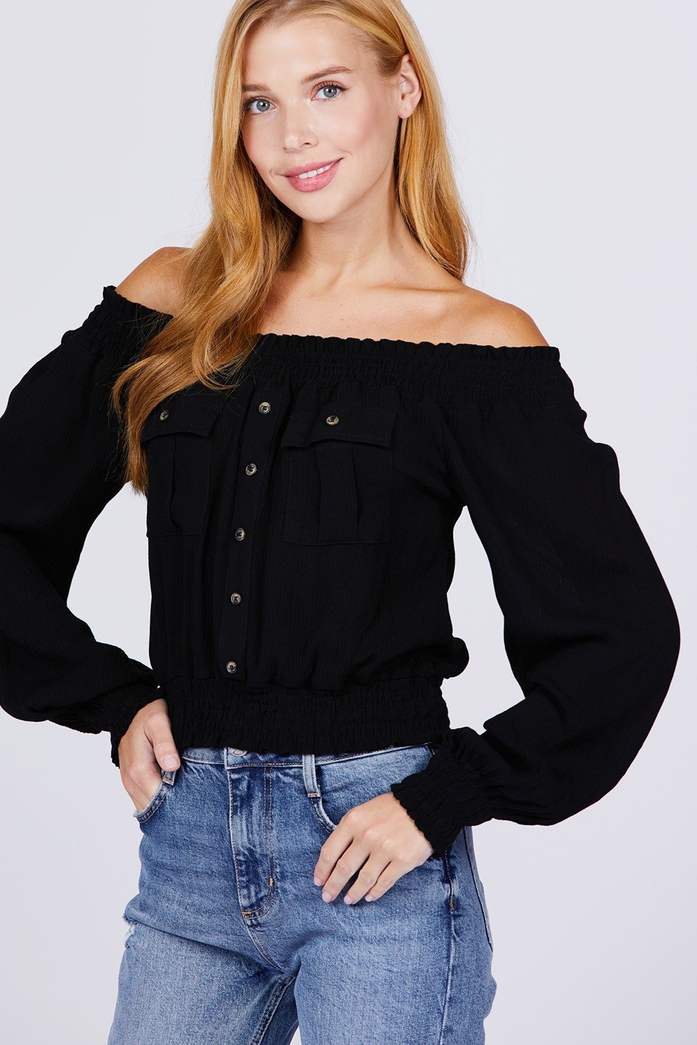 Front Pocket Off Shoulder Top - Absolute Fashion 2020