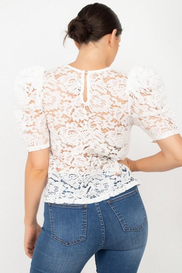 Puff Sleeve Round Neck Top - Absolute Fashion 2020