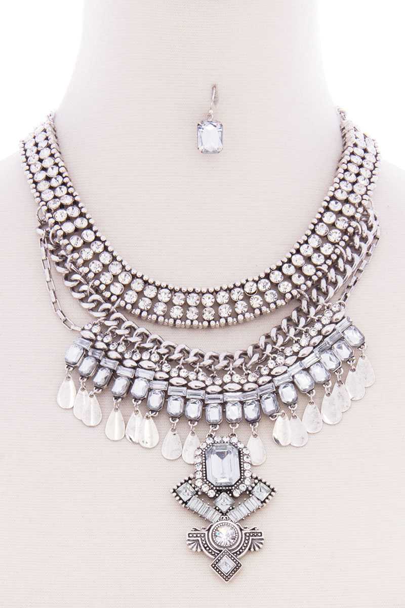 Chunky Antique Boho Bohemian Statement Necklace Earring Set - Absolute Fashion 2020