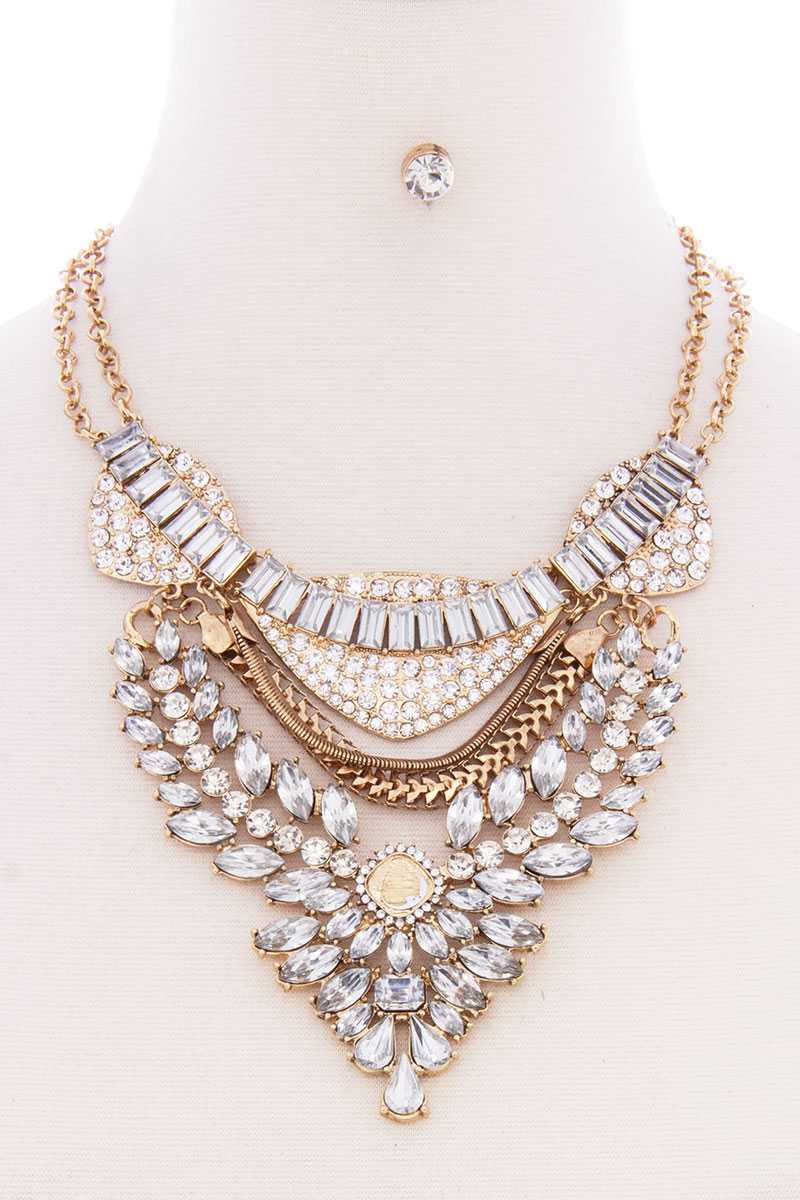 Chunky Antique Stone Boho Bohemian Statement Necklace Earring Set - Absolute Fashion 2020