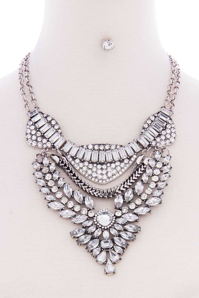 Chunky Antique Stone Boho Bohemian Statement Necklace Earring Set - Absolute Fashion 2020