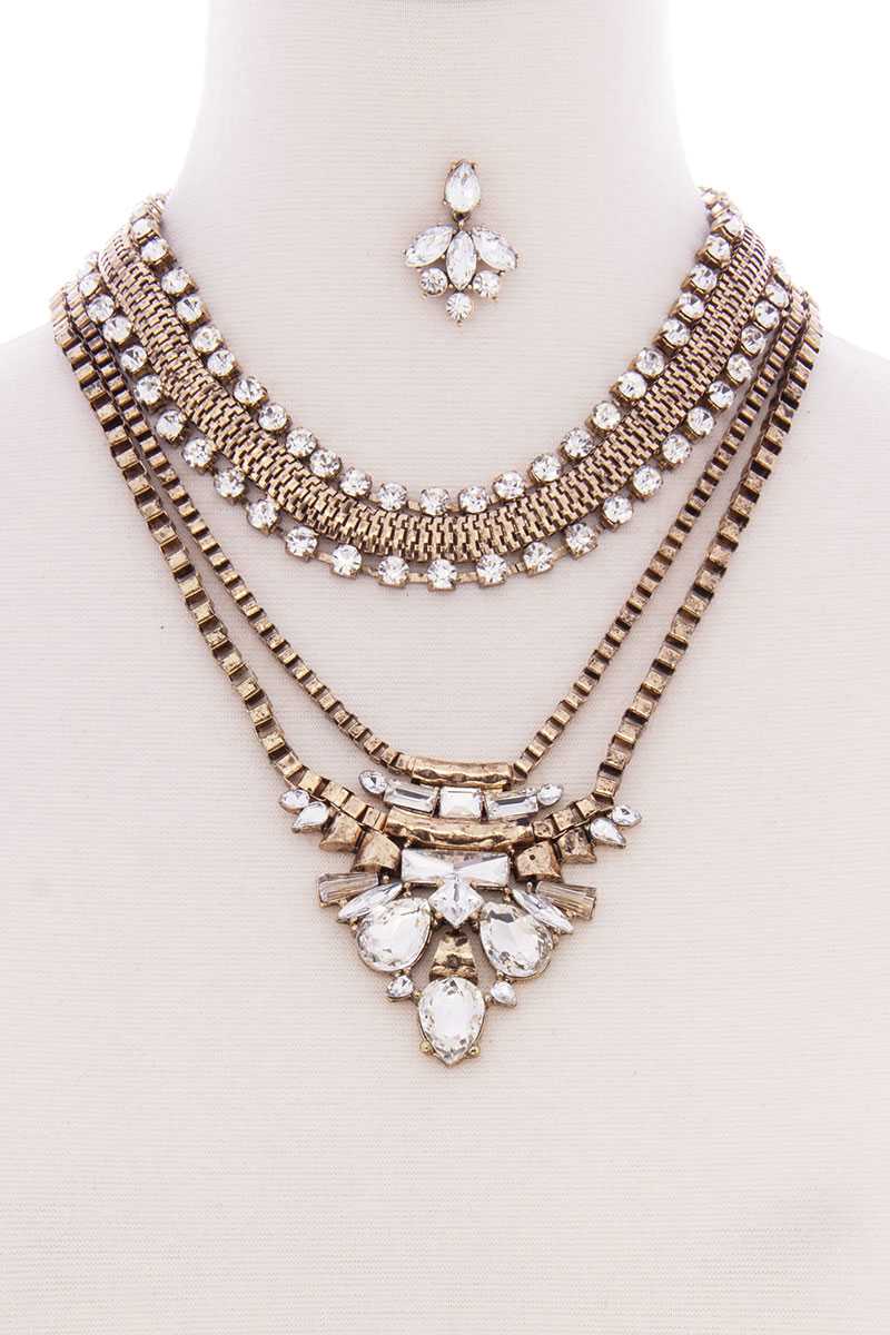 Chunky Antique Boho Bohemian Statement Necklace Earring Set - Absolute Fashion 2020