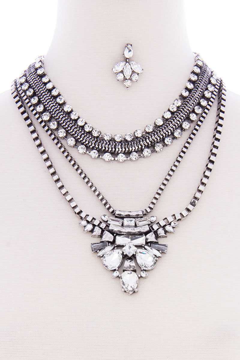 Chunky Antique Boho Bohemian Statement Necklace Earring Set - Absolute Fashion 2020
