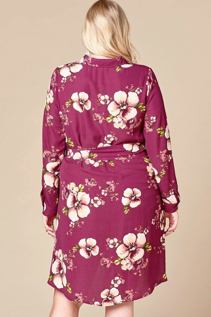 Floral Woven Button-down Collared Shirt Dress - Absolute Fashion 2020