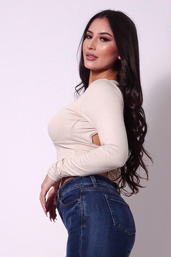 Sexy Long Sleeve Open Back Basic Crop Top - Absolute Fashion 2020